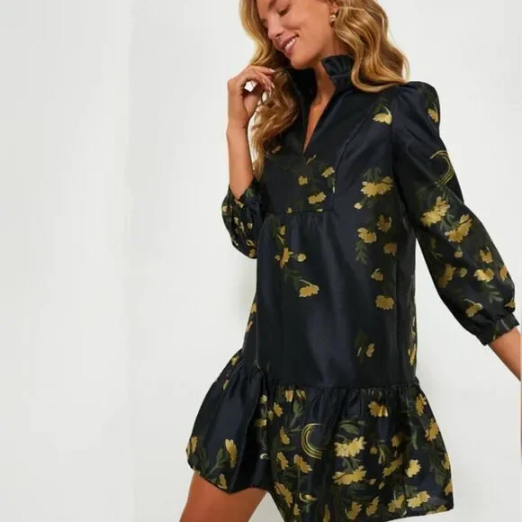 NWT - Tuckernuck - XS - Navy Jasmine Vine Jacquard Formal Palmerston Dress $228 - Picture 5 of 13